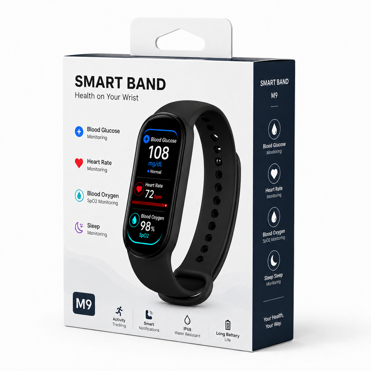 🔥80% OFF Launch Offer 🏆 2026 Pryxo™ M9 Non-Invasive Smart Band 📈12 health reports - No-Prick