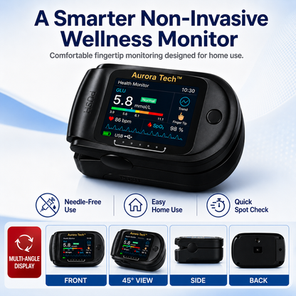 Aurora Tech™ Non-Invasive AI Blood Glucose Meter | High-Precision 99.9% Accuracy | TGA Certified