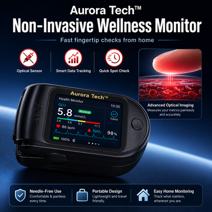 Aurora Tech™ Non-Invasive AI Blood Glucose Meter | High-Precision 99.9% Accuracy | TGA Certified